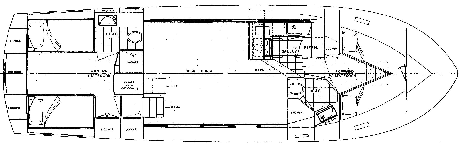 Hatteras Yachts 43 Motor Yacht floor plan