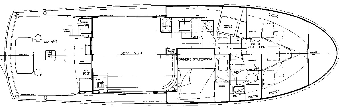 Hatteras Yachts 45 Convertible floor plan