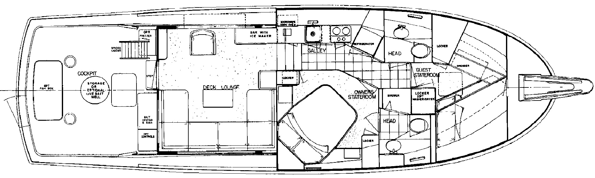 Hatteras Yachts 45 Convertible floor plan