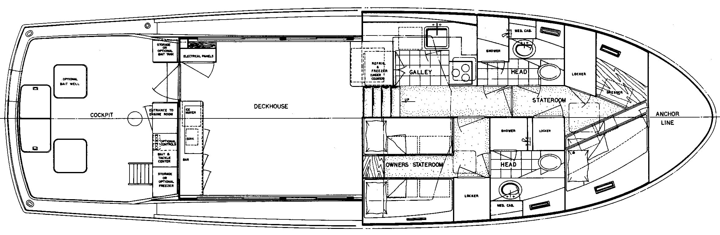 Hatteras Yachts 50 Convertible floor plan