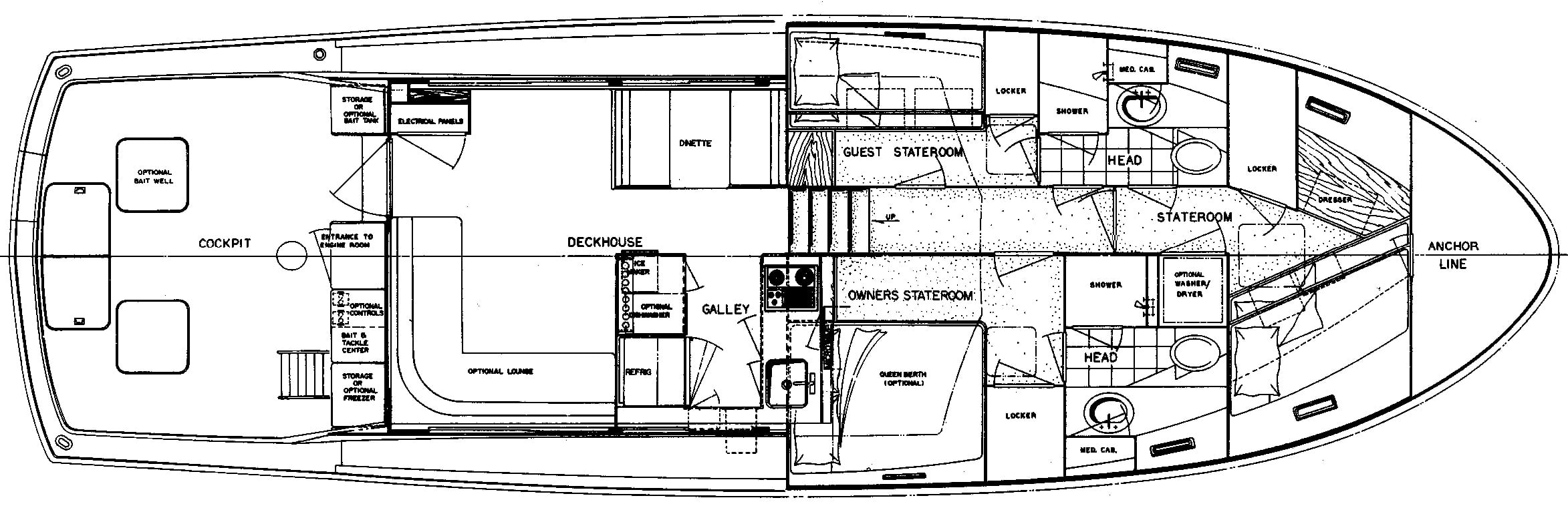 Hatteras Yachts 50 Convertible floor plan