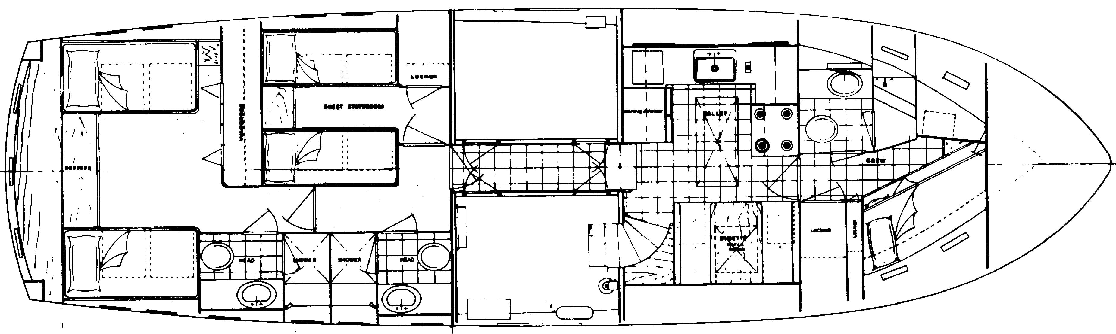 Hatteras Yachts 53 Motor Yacht floor plan