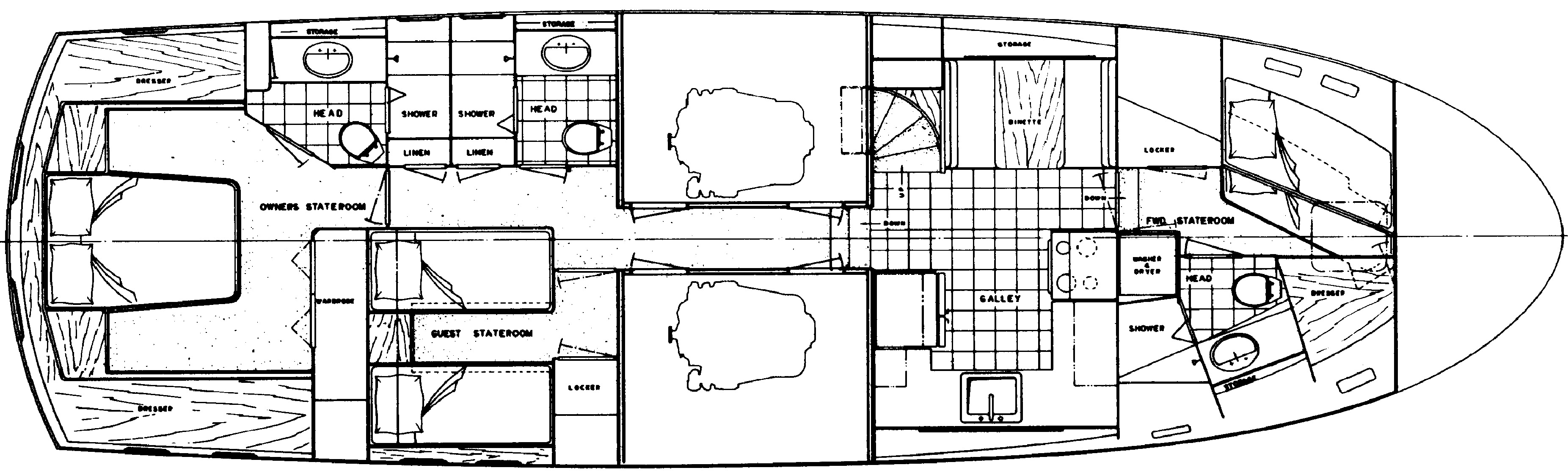 Hatteras Yachts 54 Motor Yacht floor plan