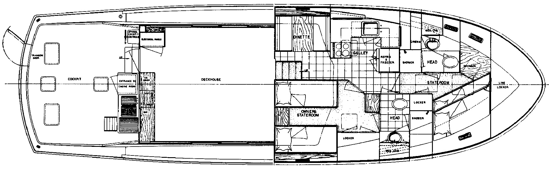 Hatteras Yachts 55 Convertible floor plan