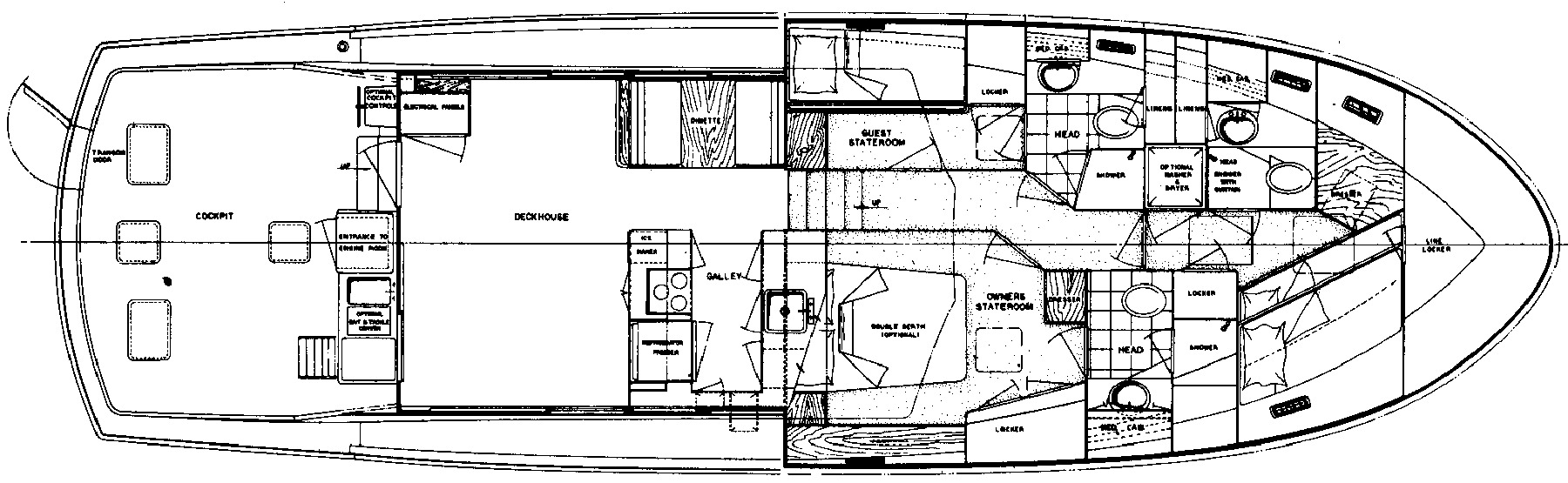 Hatteras Yachts 55 Convertible floor plan