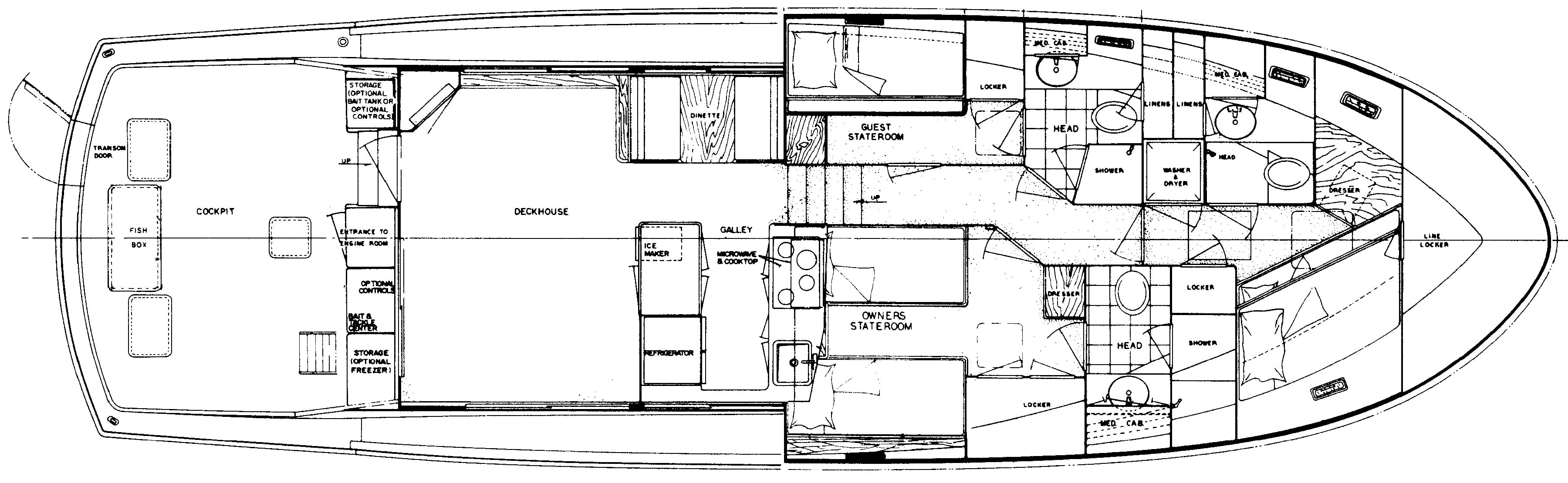 Hatteras Yachts 55 Convertible floor plan