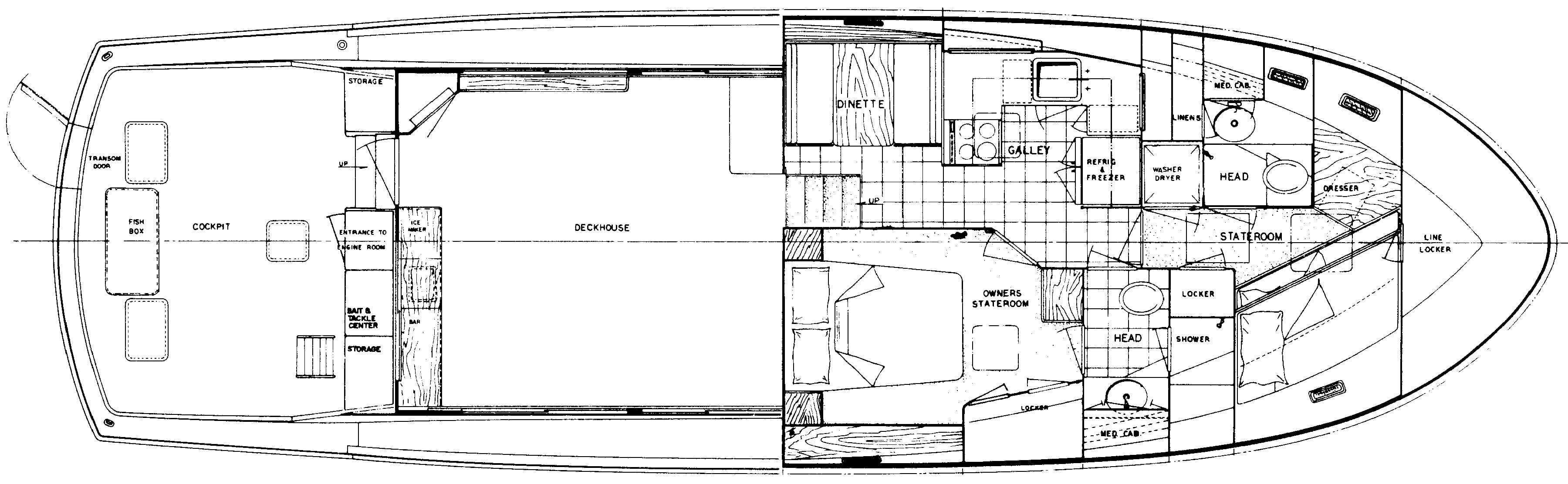 Hatteras Yachts 55 Convertible floor plan
