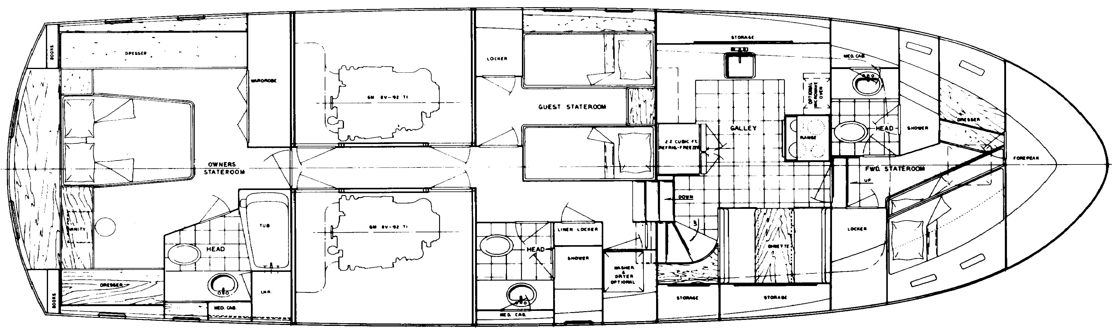 Hatteras Yachts 56 Motor Yacht floor plan
