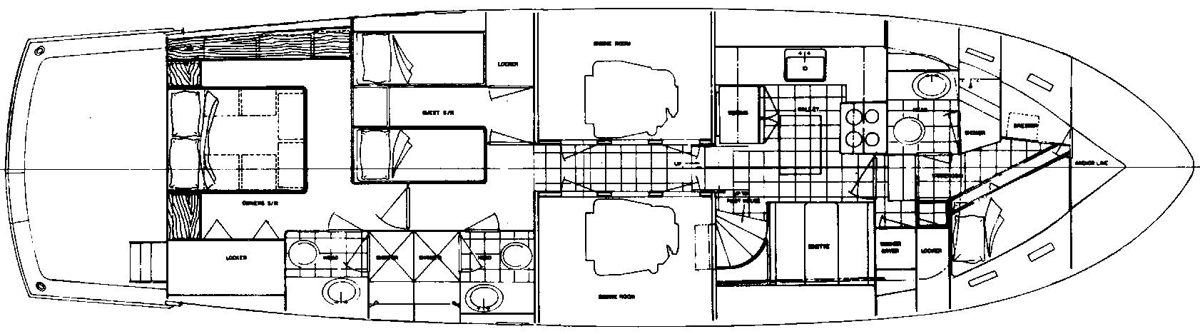 Hatteras Yachts 58 Cockpit Motor Yacht floor plan