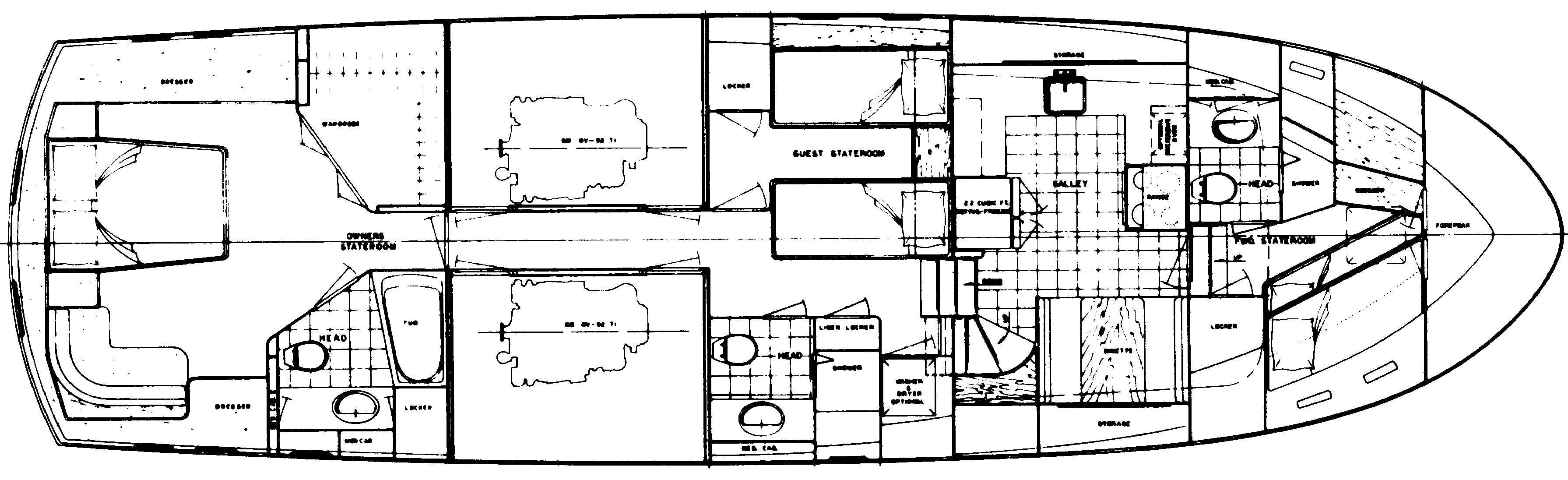 Hatteras Yachts 58 Motor Yacht floor plan