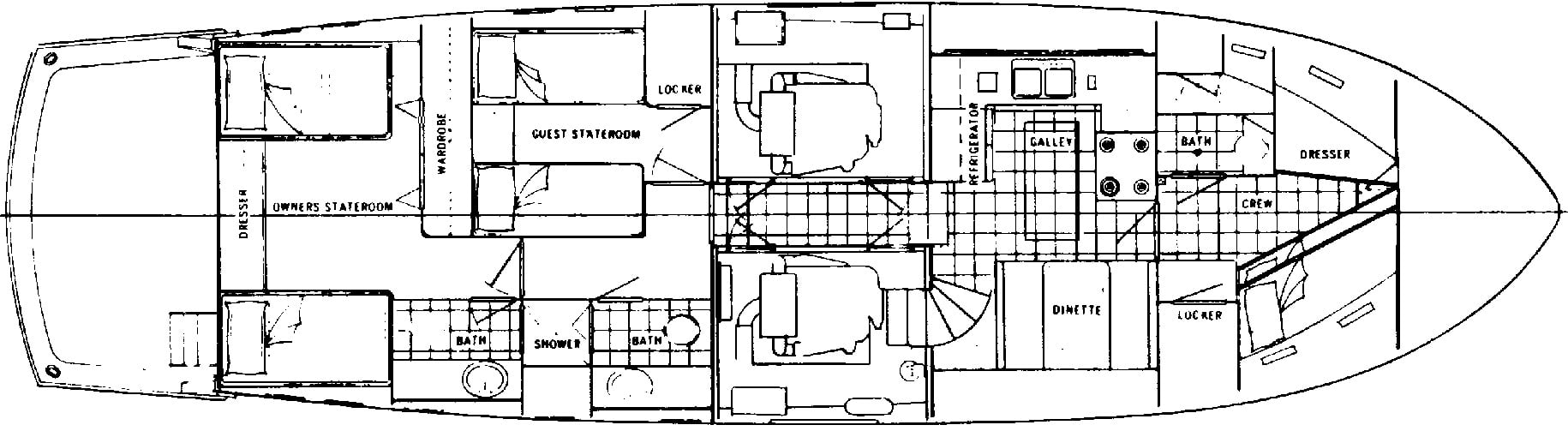 Hatteras Yachts 58 Yacht Fisherman floor plan