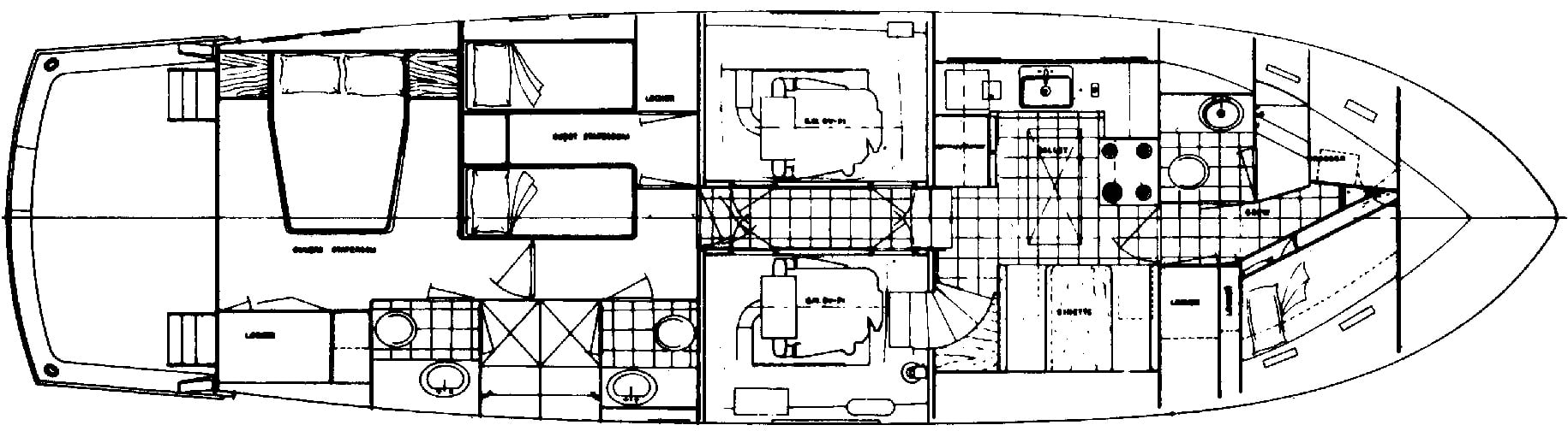 Hatteras Yachts 58 Yacht Fisherman floor plan