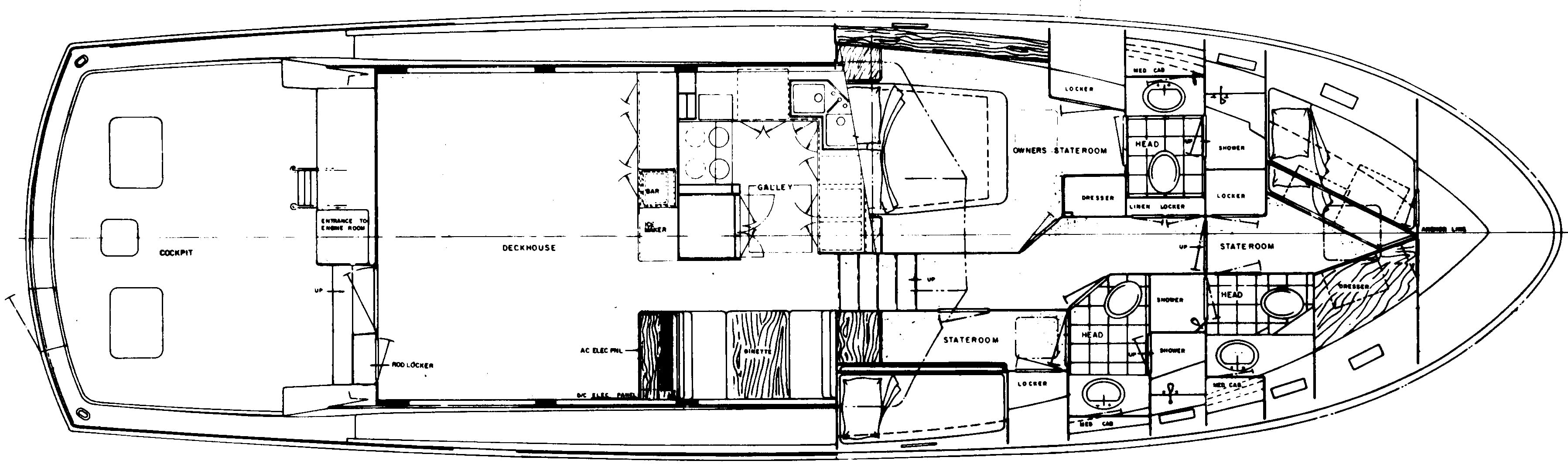 Hatteras Yachts 60 Convertible floor plan