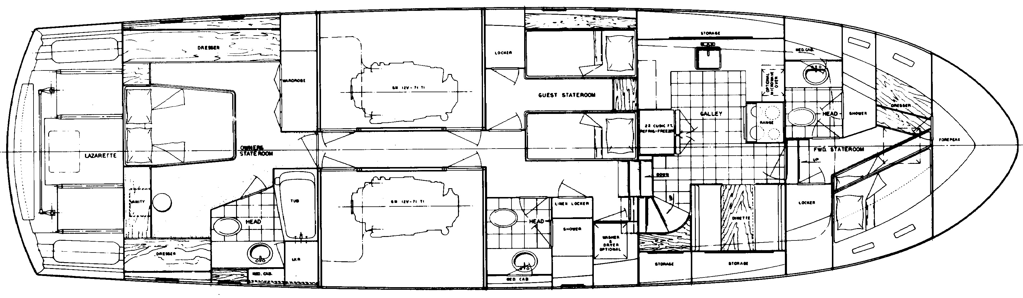 Hatteras Yachts 61 Cockpit Motor Yacht floor plan