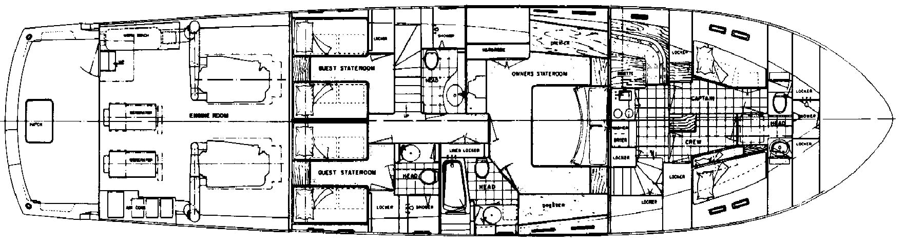 Hatteras Yachts 77 Cockpit Motor Yacht floor plan