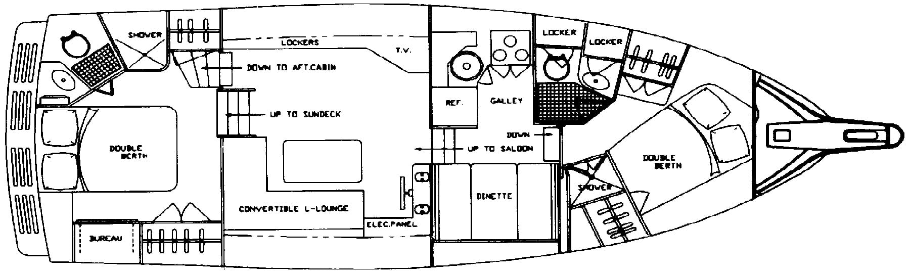 Jefferson Yachts 37 Sundeck floor plan