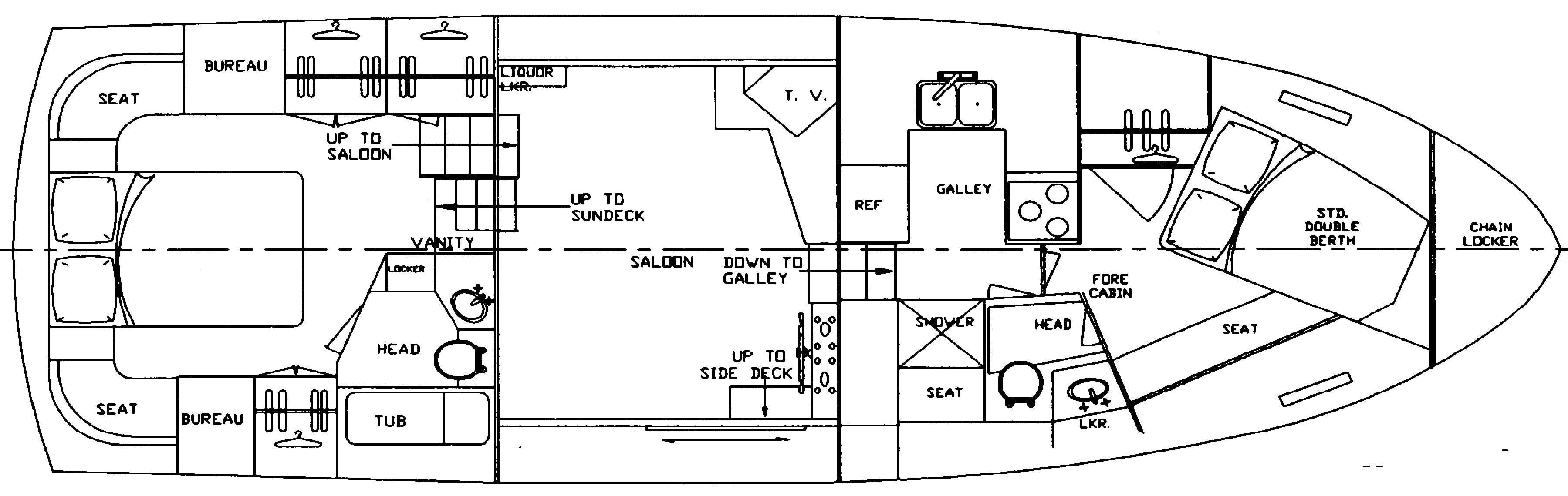 Jefferson Yachts 42 Sundeck floor plan
