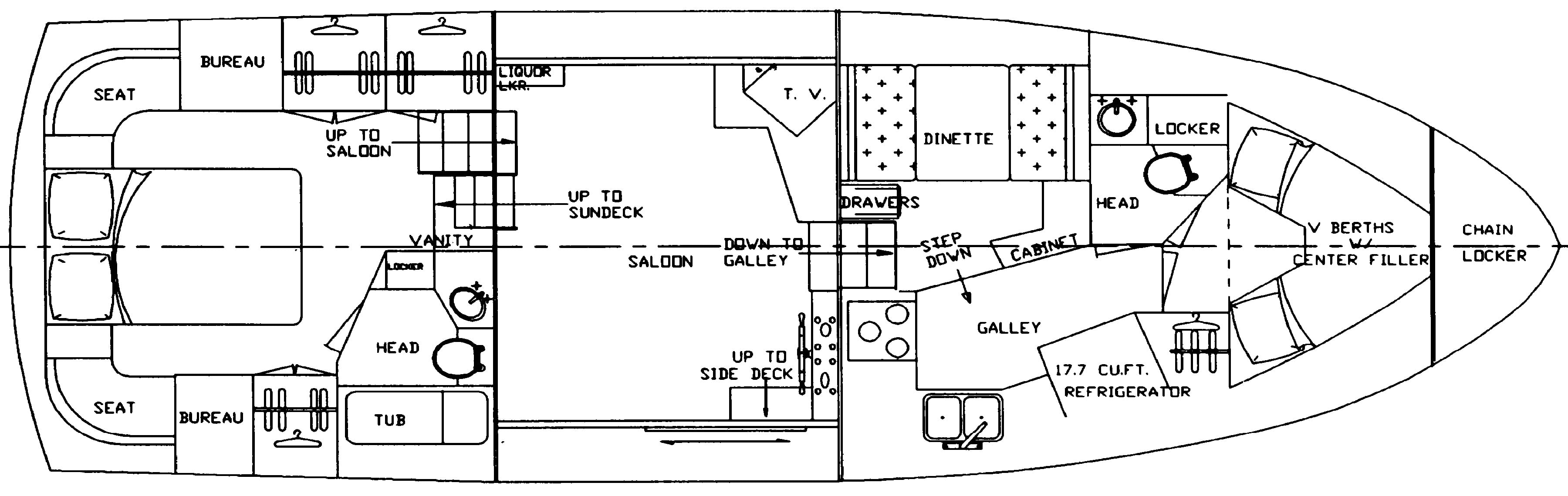 Jefferson Yachts 42 Sundeck floor plan