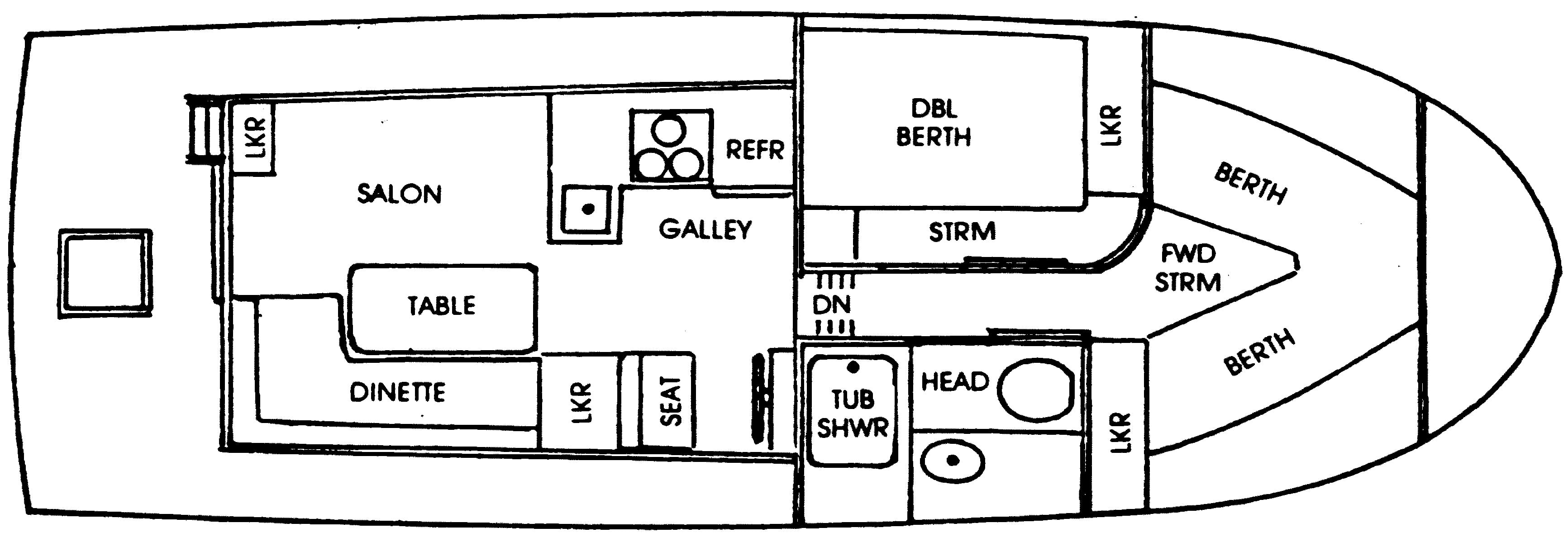 Marine Trader Yachts 36 Sedan floor plan