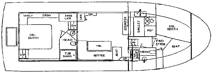 Marine Trader Yachts 38 Double Cabin floor plan