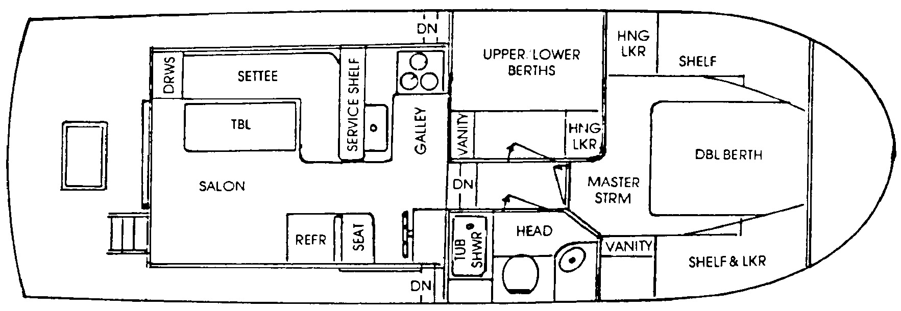 Marine Trader Yachts 38 Sedan floor plan