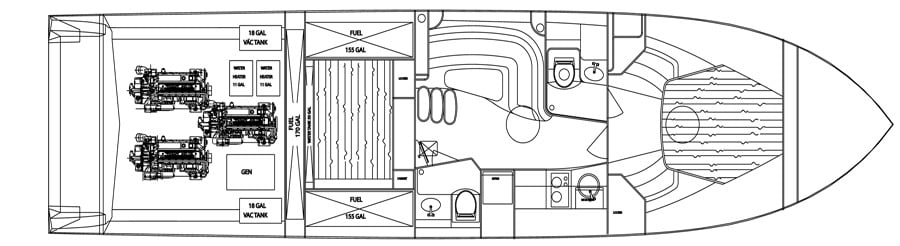 Fountain 48 Express Cruiser floor plan