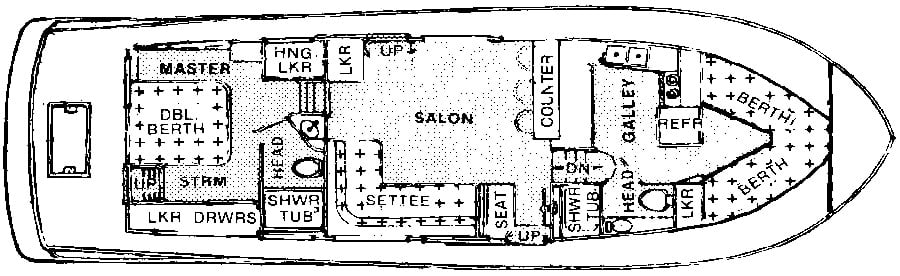 Marine Trader Yachts 44 Tri Cabin floor plan