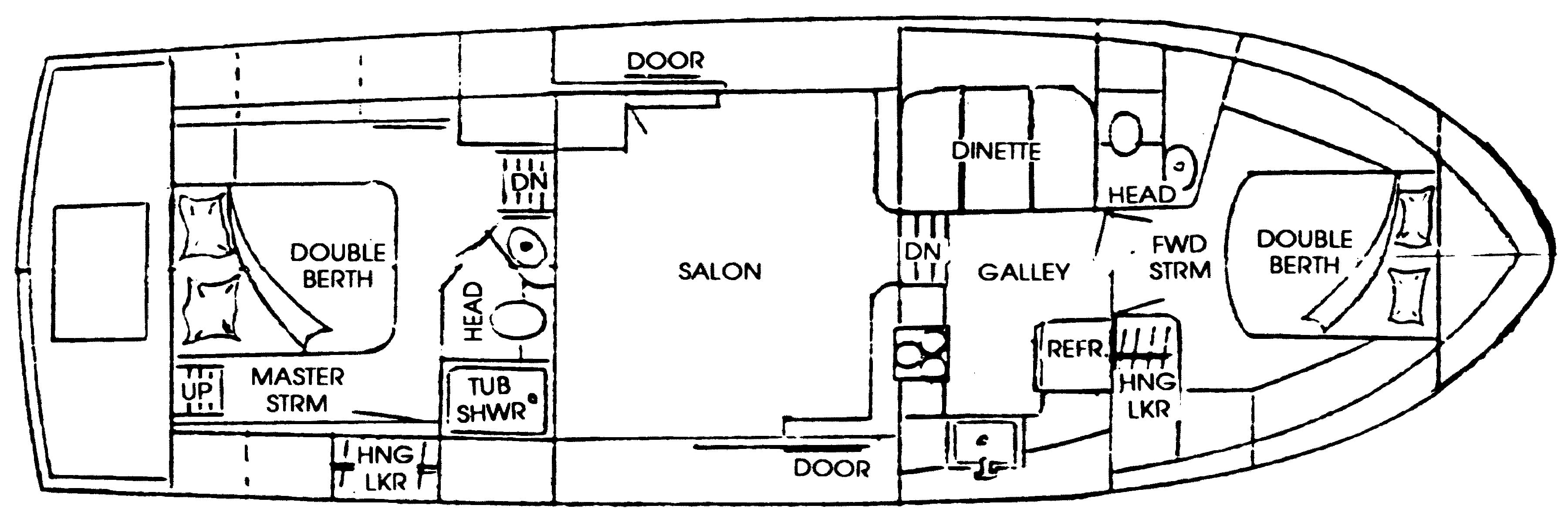 Marine Trader Yachts 46 Double Cabin floor plan