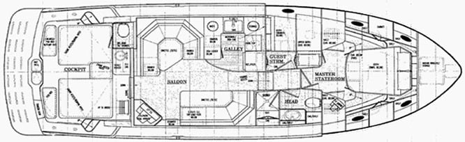 Mikelson Yachts 43 Sportfisher floor plan