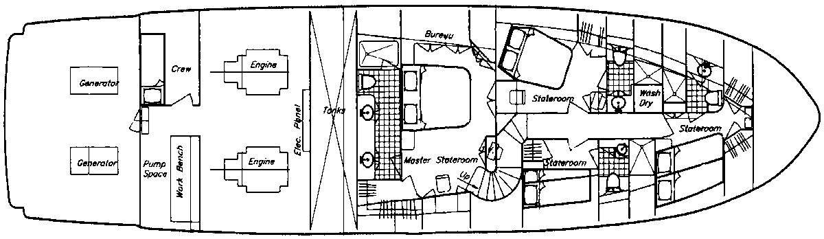 Mikelson Yachts 72-78 Sportfisher floor plan