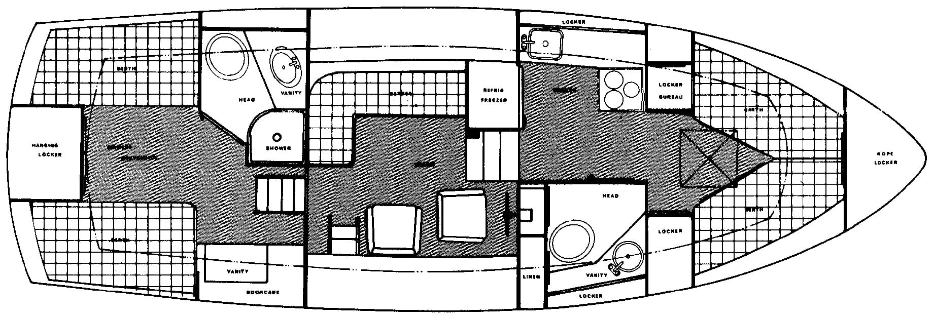 Gulfstar Yachts 36 Trawler floor plan