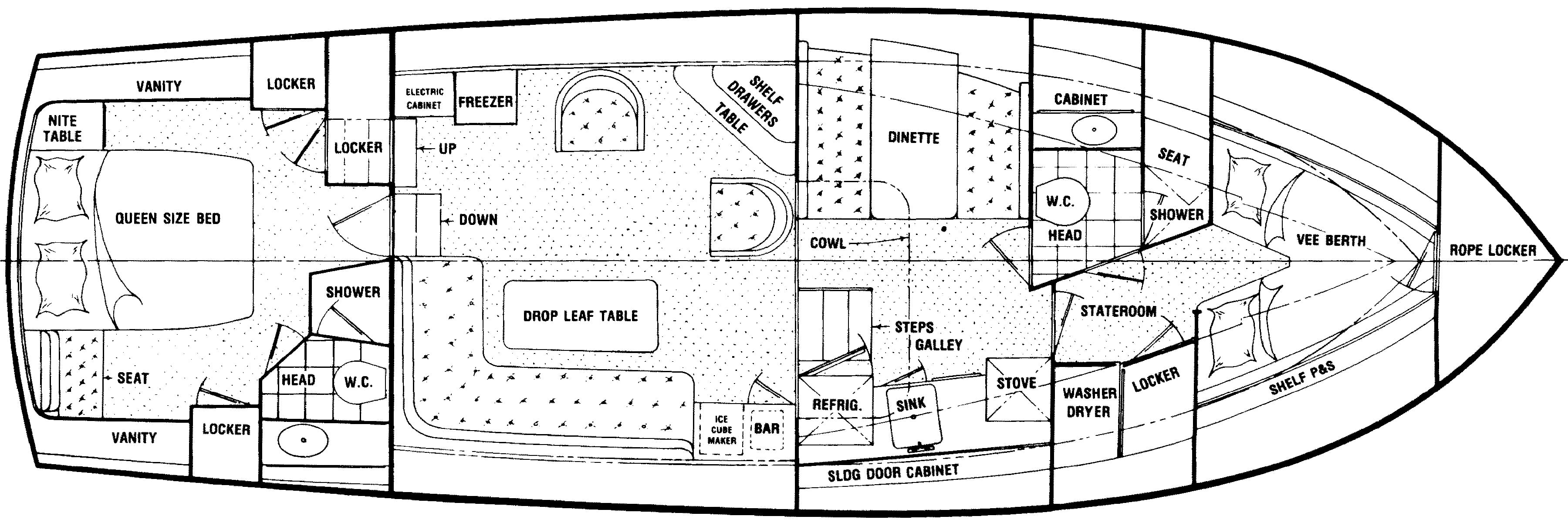 Ocean Yachts 42 Sunliner floor plan