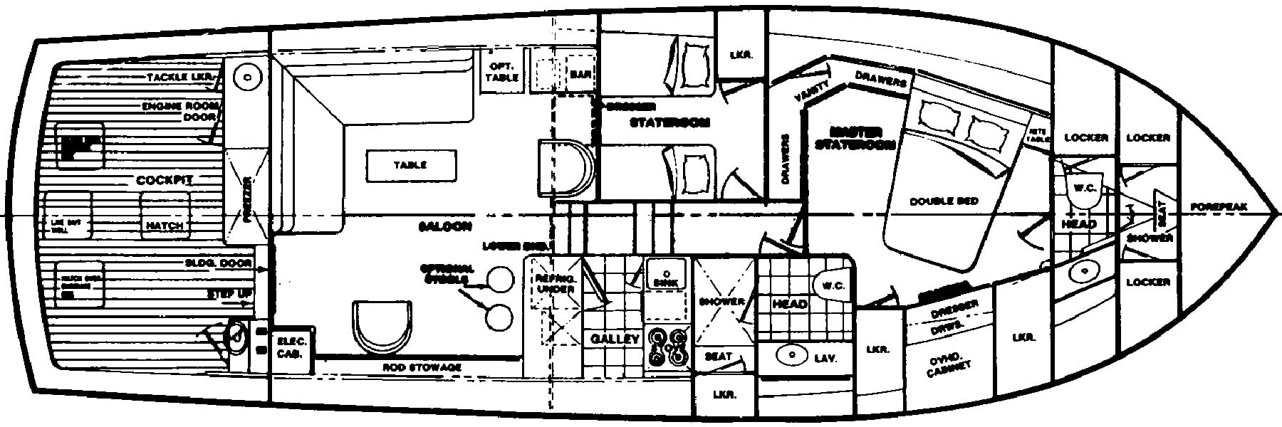 Ocean Yachts 50 Super Sport floor plan