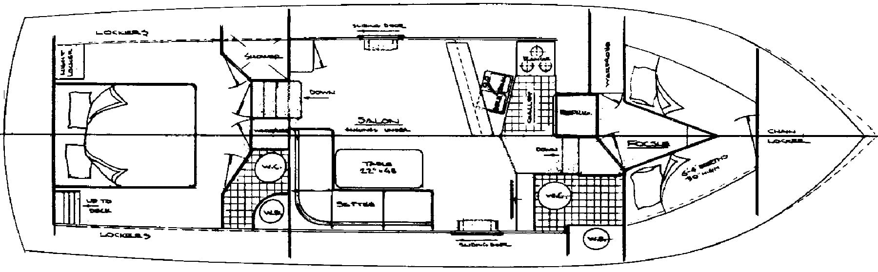 Ocean Alexander Yachts 38 Double Cabin floor plan