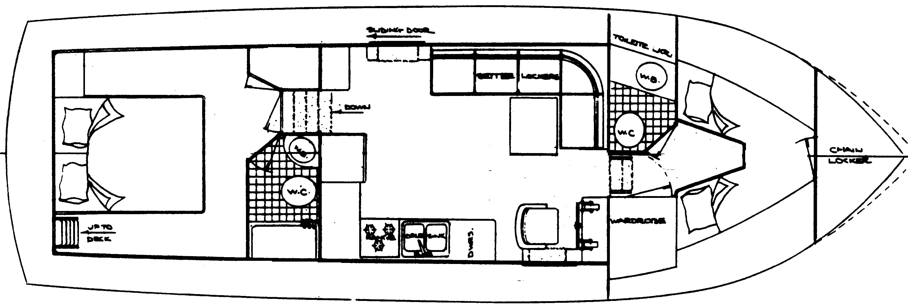 Ocean Alexander Yachts 40 Double Cabin floor plan