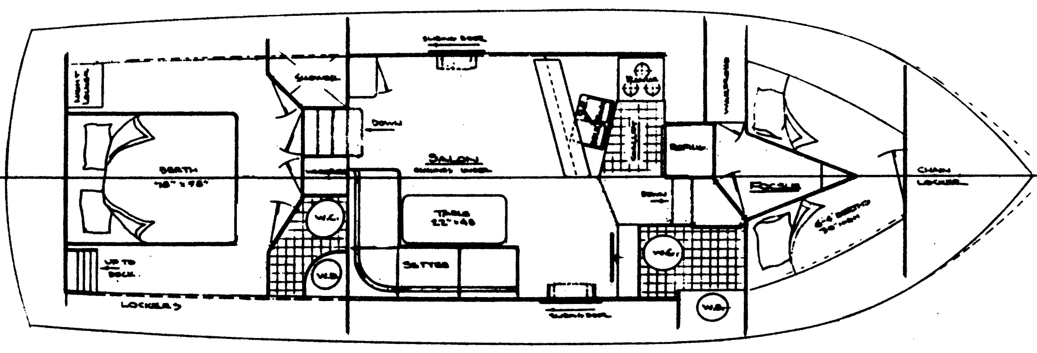 Ocean Alexander Yachts 40 Double Cabin floor plan