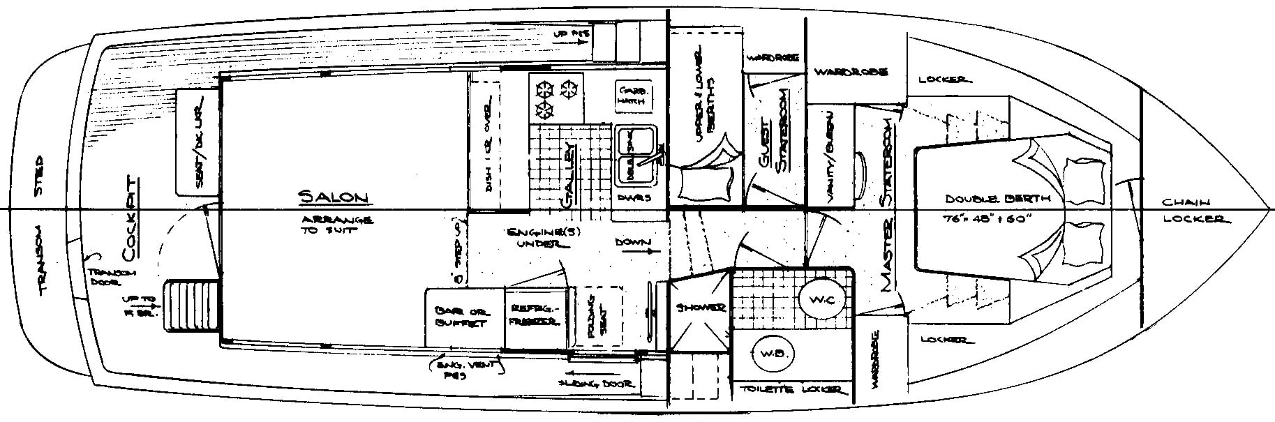 Ocean Alexander Yachts 40 Europa floor plan