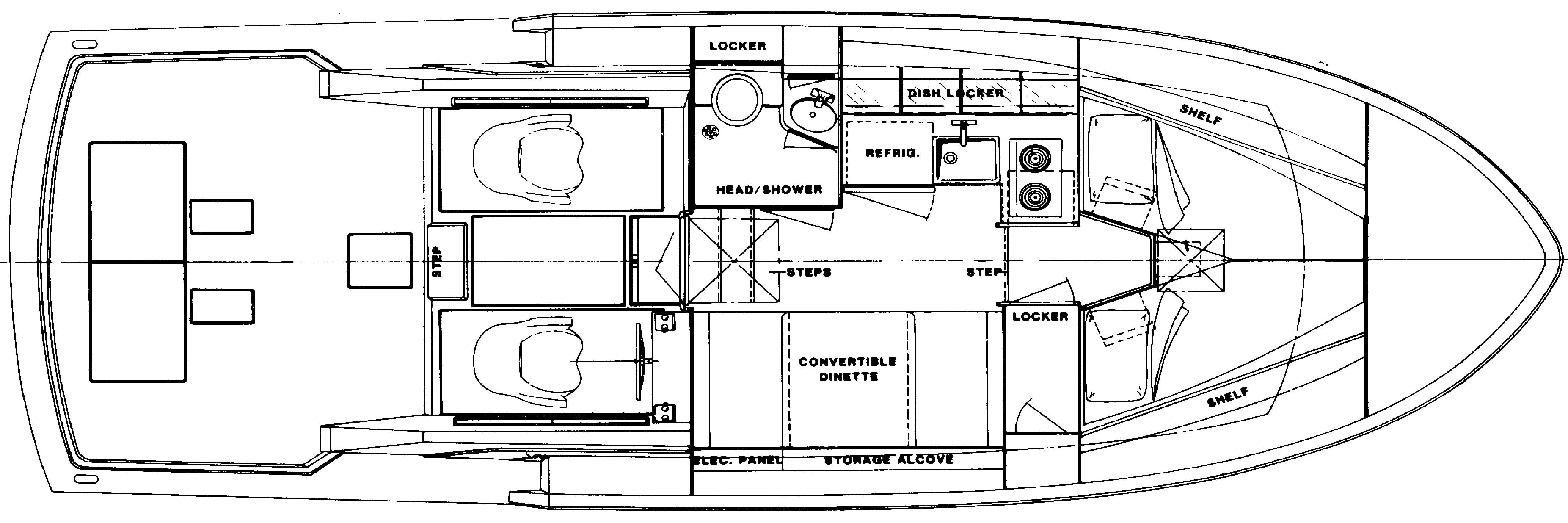 Hatteras Yachts 32 Sport Fisherman floor plan