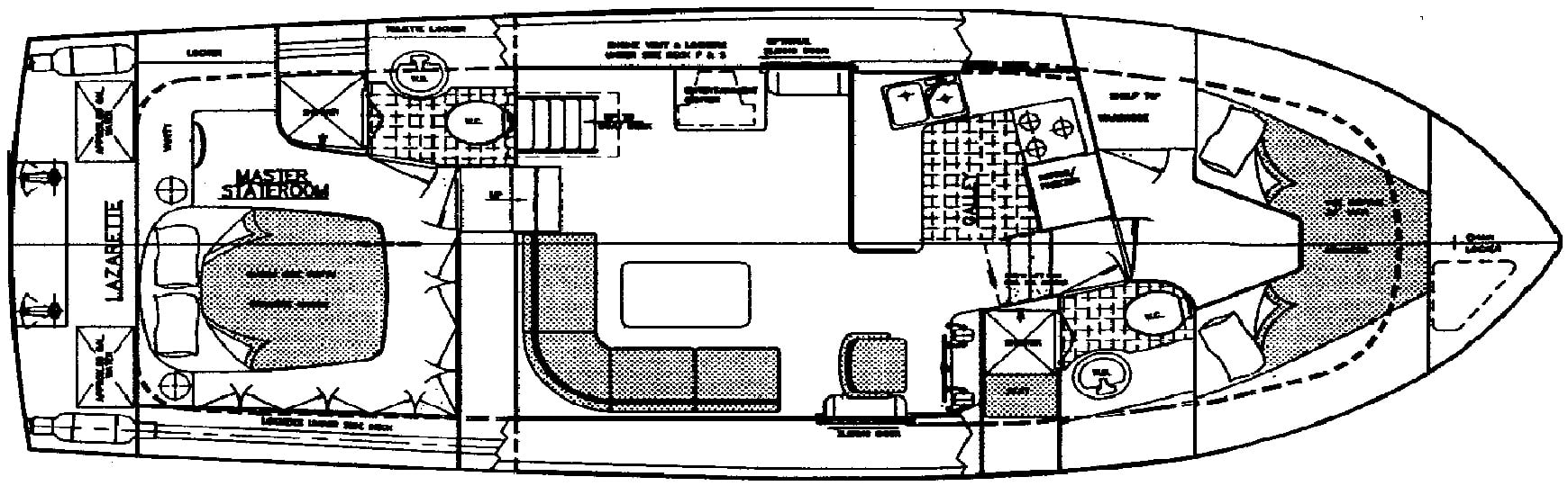 Ocean Alexander Yachts 42 Classico Aft Cabin floor plan