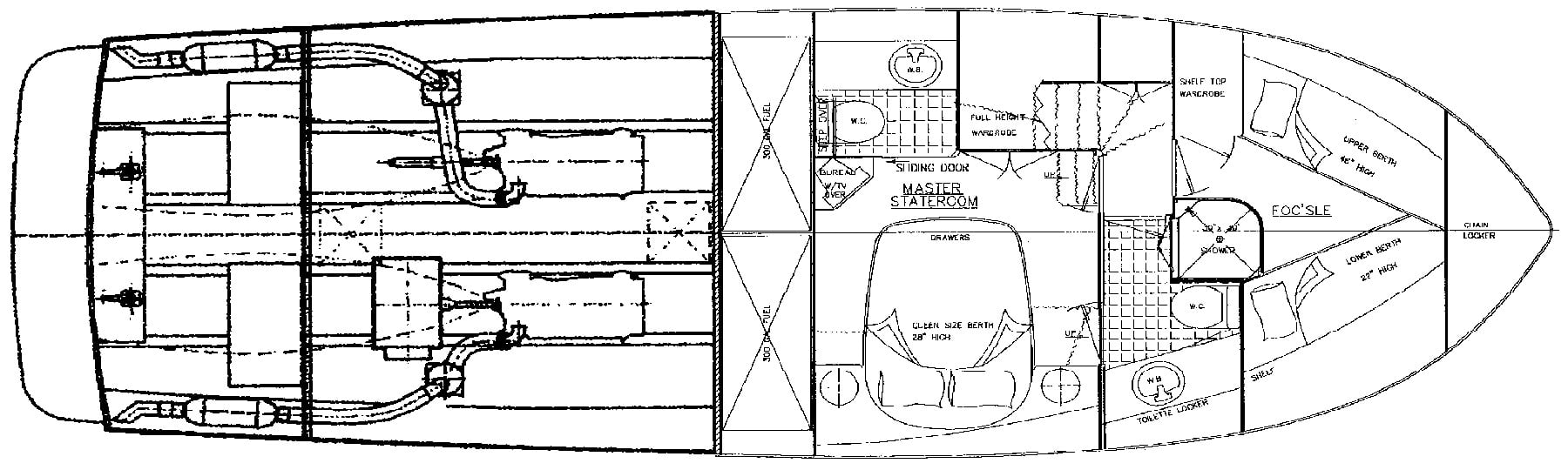 Ocean Alexander Yachts 430-460 Classico MKI floor plan