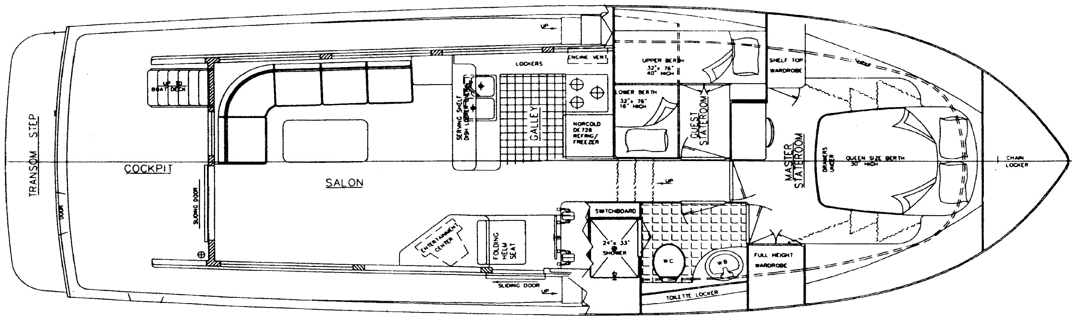 Ocean Alexander Yachts 450 Classico Sedan floor plan