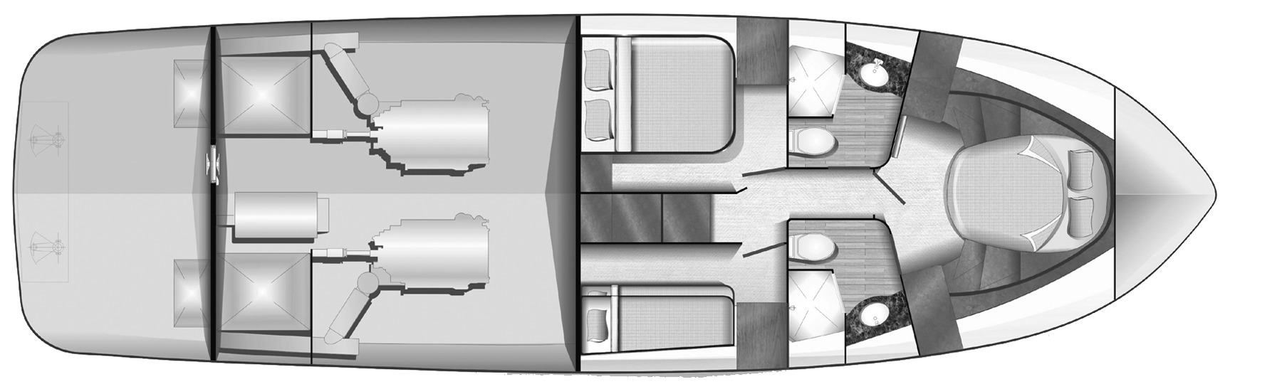 Ocean Alexander Yachts 52 Sedan floor plan