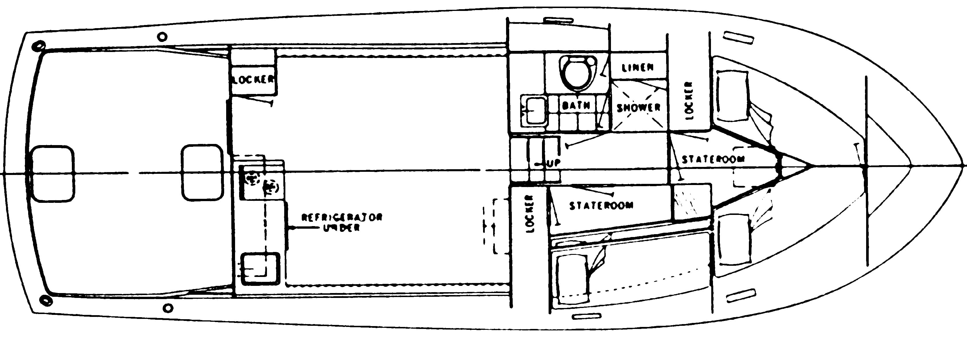 Hatteras Yachts 38 Convertible floor plan