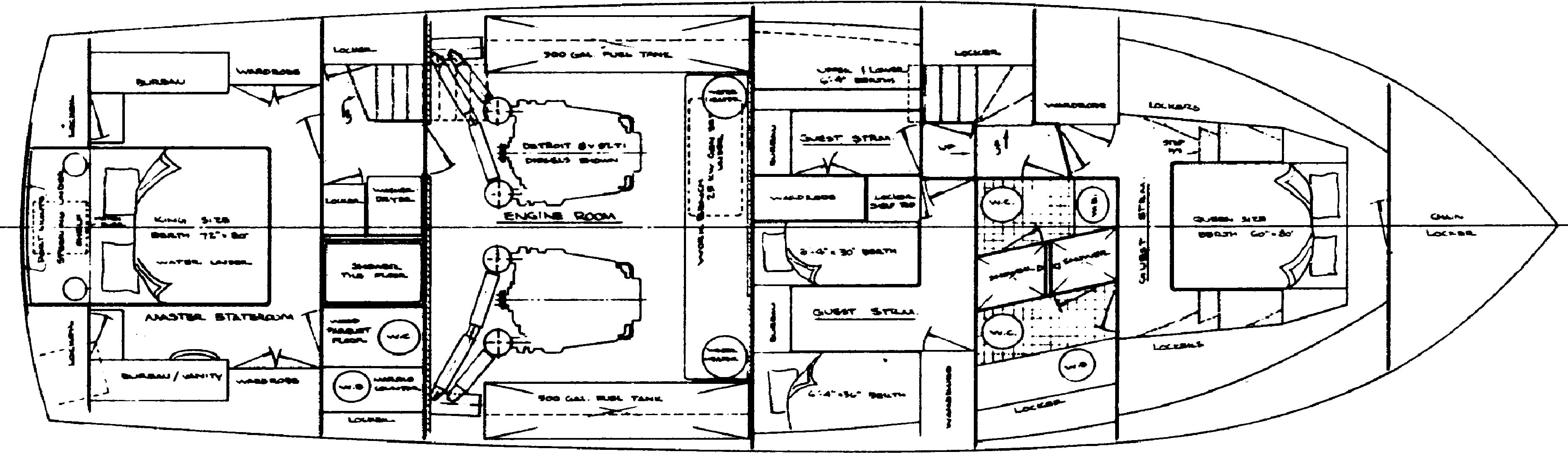 Ocean Alexander Yachts 60 Pilothouse floor plan