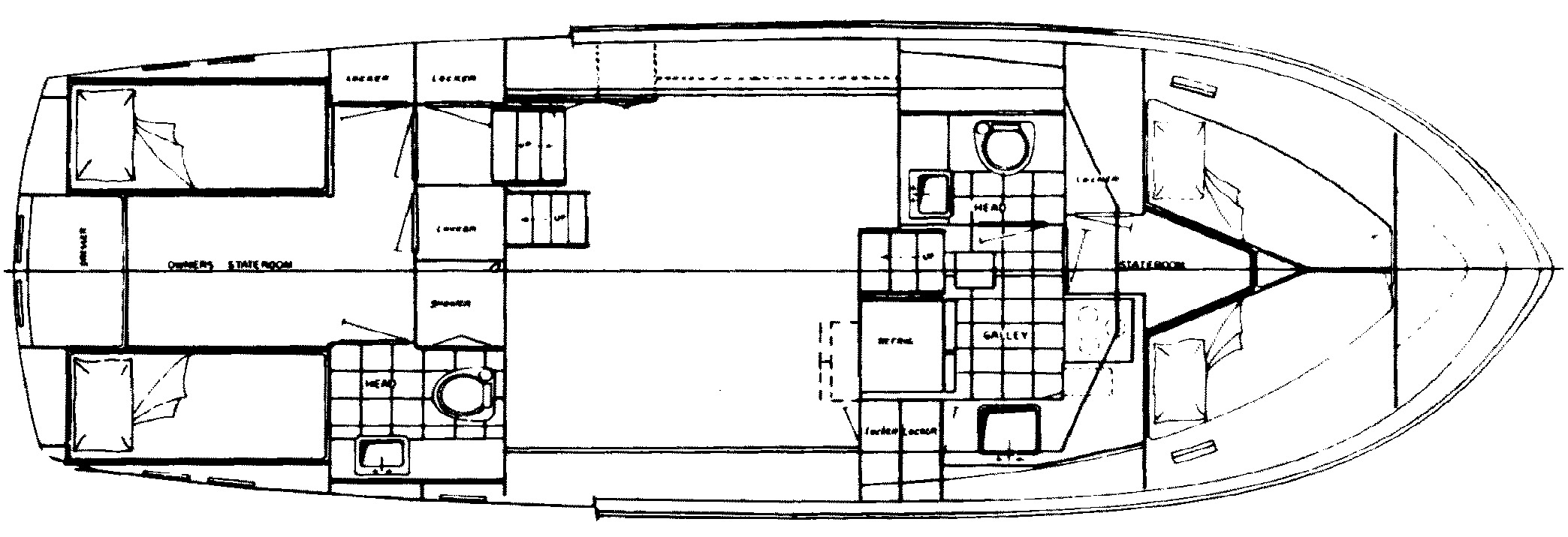 Hatteras Yachts 38 Double Cabin floor plan