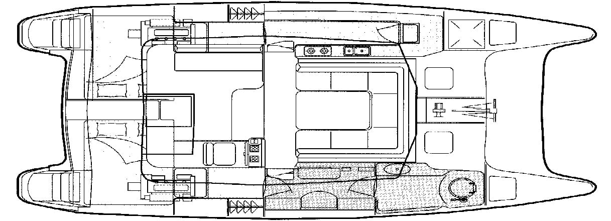PDQ 32-34 Power Catamaran floor plan