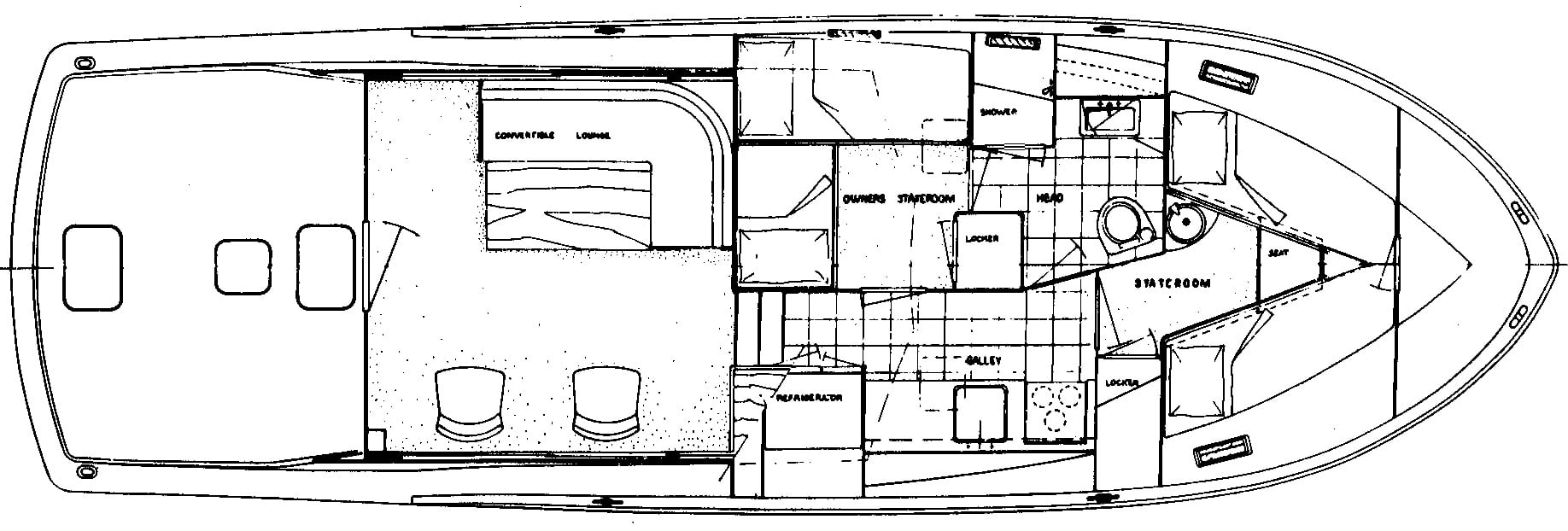 Hatteras Yachts 42 Convertible floor plan