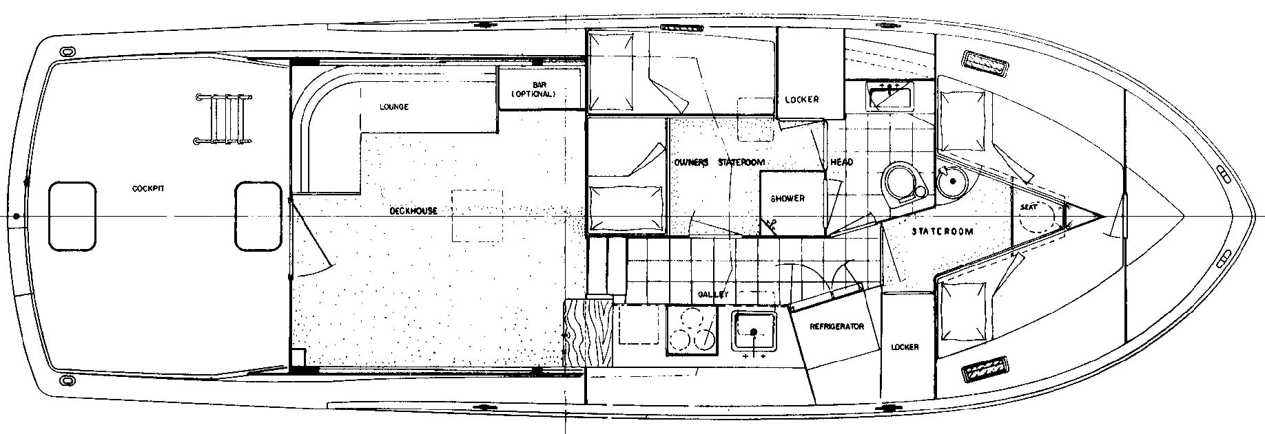 Hatteras Yachts 42 Convertible floor plan