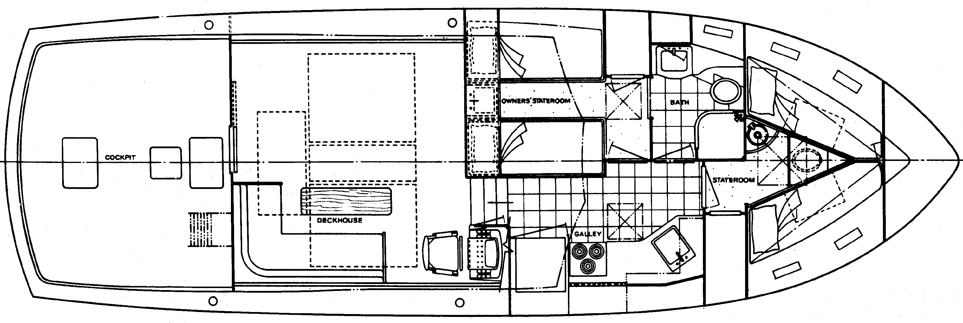 Hatteras Yachts 45 Convertible floor plan