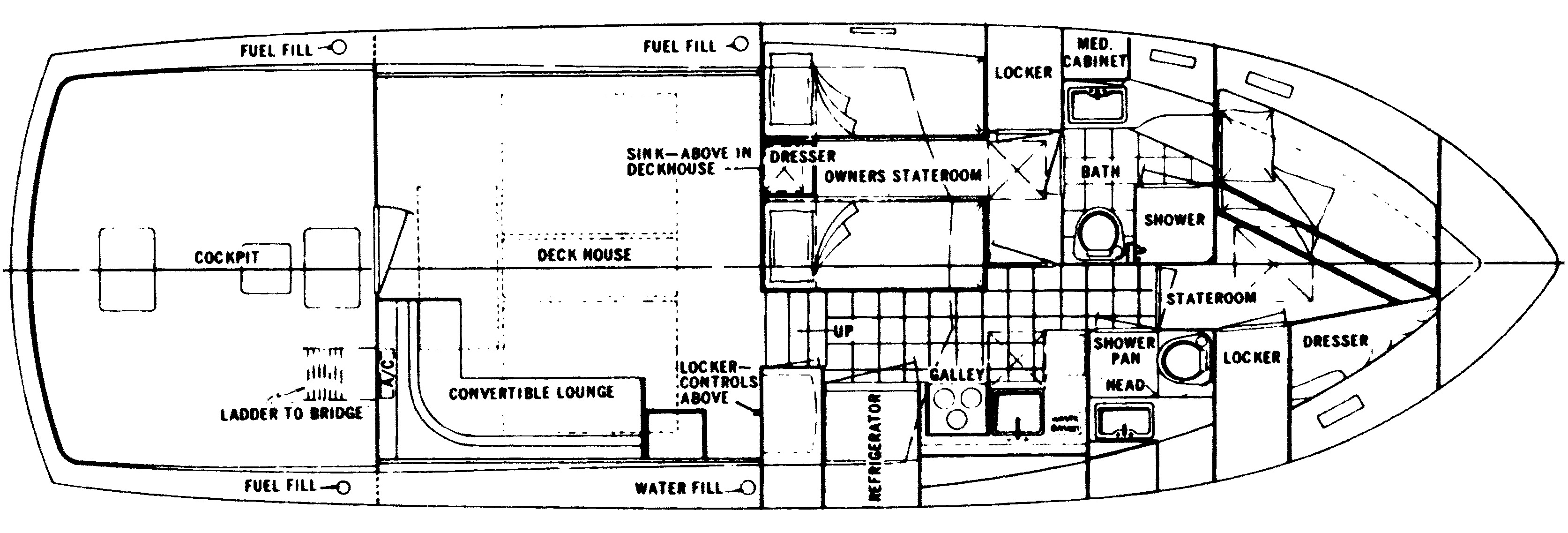 Hatteras Yachts 45 Convertible floor plan